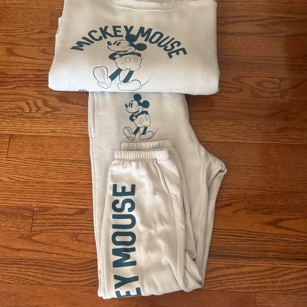 Mickey Mouse Women's Cream Sweatshirt and Joggers Set